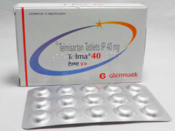 A box and a blister of generic Telmisartan 40mg tablets