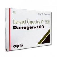A box of generic Danazol 100mg Capsule