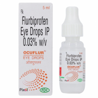 A box and a dropper of Flurbiprofen  0.03 Percent (5 ml) Generic Eye Drops
