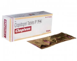 Box and a strip of generic Plavix 75mg Tablets - Clopidogrel Bisulfate