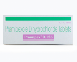 A box of Pramipexole 0.125mg Generic Tablets