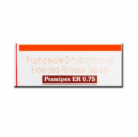 A box of Pramipexole 0.75mg Generic Tablets