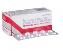 A box and a strip of generic Propranolol SR 60mg tablets