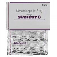 A box and a strip of generic Silodosin 8mg tablets