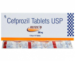 A box and a strip of Cefprozil Generic Tablets