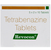 A box of Tetrabenazine 25mg Generic Tablets