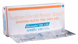 A box and a strip of generic Divalproex 125mg Tablet