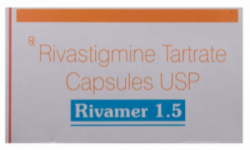 A box of generic Exelon 1.5mg Capsules - Rivastigmine Tartrate