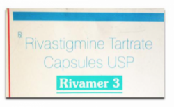 A box of generic Exelon 3mg Capsules - Rivastigmine Tartrate