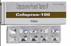 A box and strip pack of Cefpodoxime Proxetil 100mg Tablet
