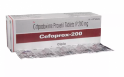 A box and a blister strip of Cefpodoxime Proxetil 200mg Tablet