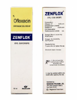 Front and back of the box of generic Ofloxacin 0.3% Drops