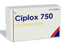 A box of generic Ciprofloxacin 750mg Tablet