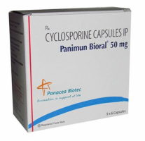 A box of generic Cyclosporine 50mg Capsule