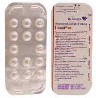 Front and back of a blister of generic Rosuvastatin Calcium 40mg tablets