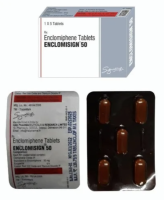 A box and front and back side of Enclomiphene (50mg)