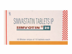Box and blister strip of generic Simvastatin 20mg tablets