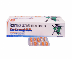 A box of Indocin 75 mg generic Capsule 