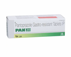 Box of generic Pantoprazole 20mg tablets