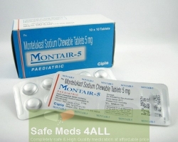 A box and a blister of generic Montelukast Sodium 5mg tablets