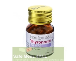 A bottle of generic Synthroid 50mcg Tablets - levothyroxine sodium