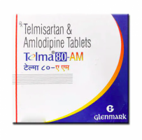 A box of Telmisartan (80mg) + Amlodipine (5mg) Generic Tablets