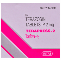 A box of Terazosin 2mg Generic Tablets