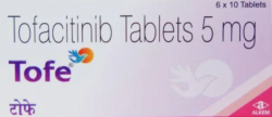 A box and a strip of Tofacitinib 5mg Tablet