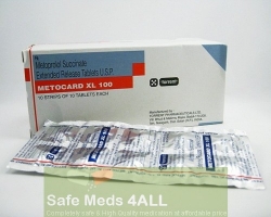 Box pack and a strip of generic Toprol XL 100mg Tablets - Metoprolol Succinate