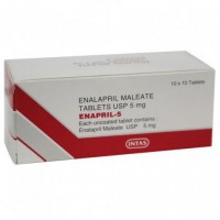 A box of generic Enalapril 5mg tablets