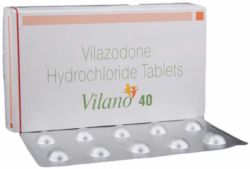 A box and a strip of Vilazodone 40mg Generic Tablets