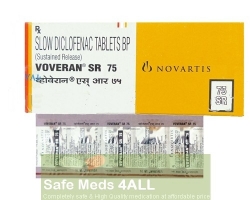 A box and a strip of Voltaren sr 75mg tablet - diclofenac sodium