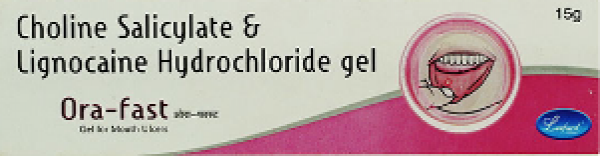 A box of generic Choline Salicylate 8.7% + Lidocaine/Lignocaine 2% Liquid Gel 