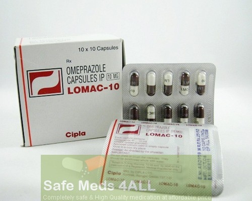 A box and two strips of generic Prilosec 10mg capsules - Omeprazole