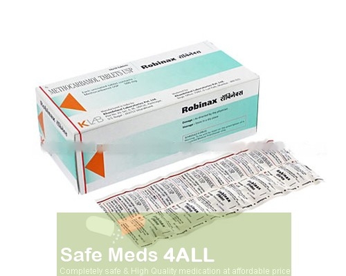 A box and a strip of generic Robaxin 500mg Tablets - methocarbamol