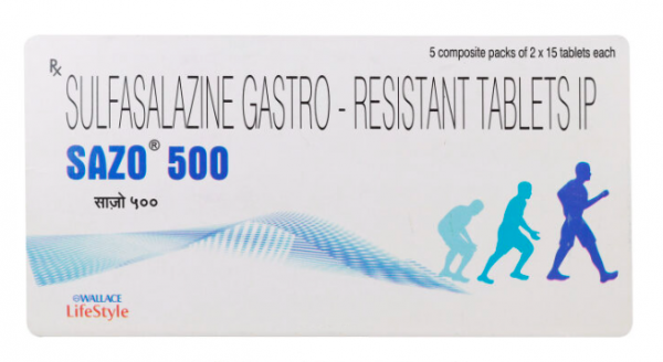 A box of Sulfasalazine 500mg Generic Tablets