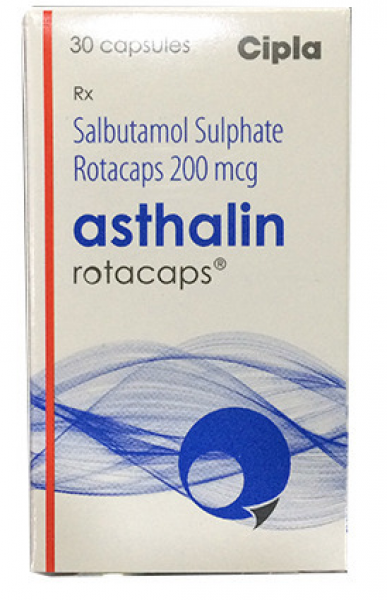 A box of generic Albuterol 200mcg Rotacaps