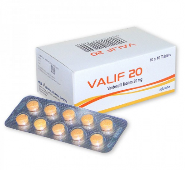 A box pack and a blister of VALIF 20MG Tablets - Vardenafil