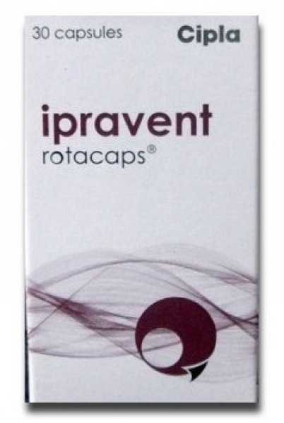 A box of generic Ipratropium 40mcg Rotacaps