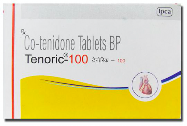 A box of generic Atenolol (100mg) + Chlorthalidone (25mg) Tablet