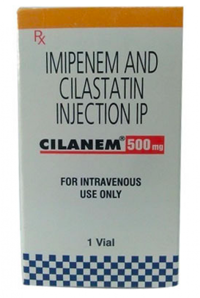 A box pack of Primaxin 500 mg / 500 mg Generic Injection - Imipenem / Cilastatin