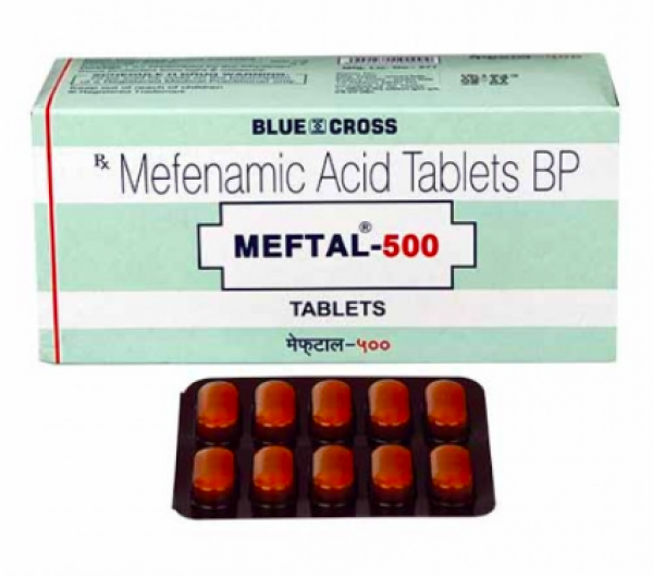 A box and a strip of mefenamic acid 500mg tablet