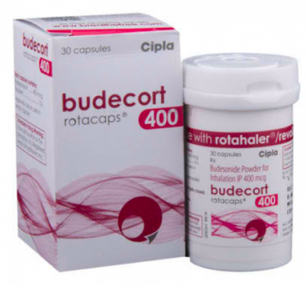 A box and a bottle of generic Budesonide 400mcg