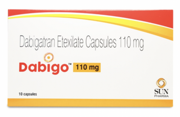 A box and a strip of Dabigatran Etexilate 110mg Generic Capsules