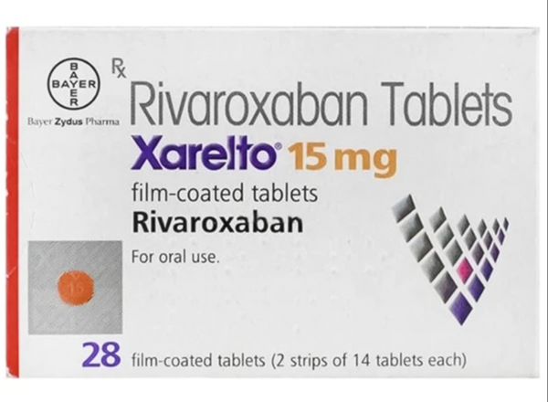 A box of Rivaroxaban 15mg tablets