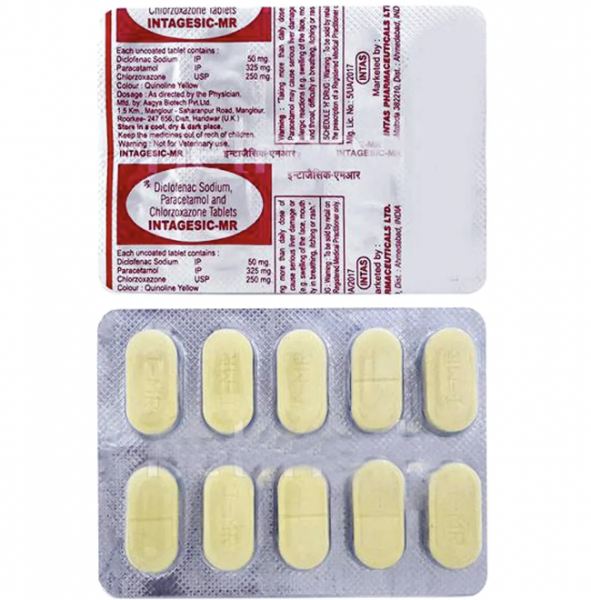 Strip of Chlorzoxazone (250mg) + Diclofenac (50mg) + Paracetamol (325mg)