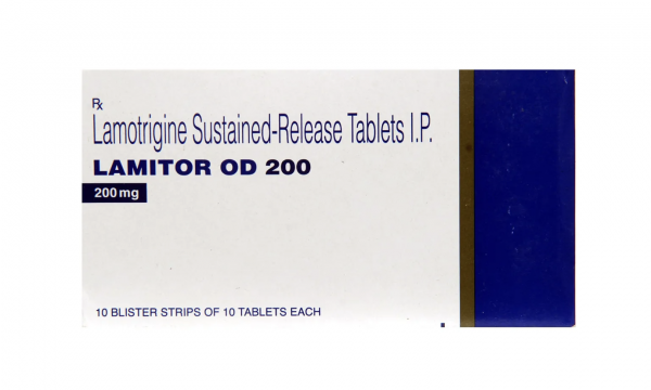 A box and a strip of generic Lamictal 200mg OD Tablets - Lamotrigine