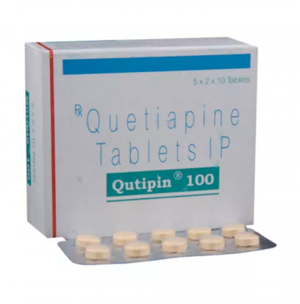 Box and blister strip of generic Quetiapine Fumarate 100mg tablets