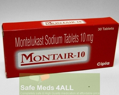 A box of generic Montelukast Sodium 10mg tablets