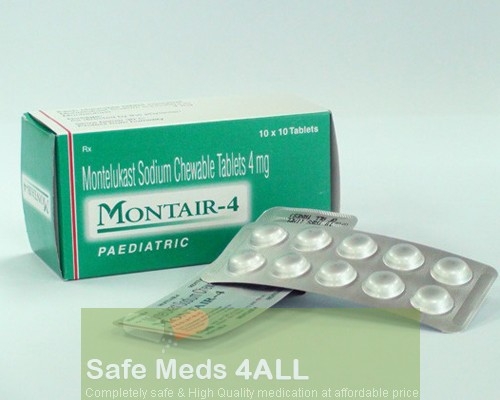 Box and two strip packs of generic Montelukast Sodium 4mg tablets